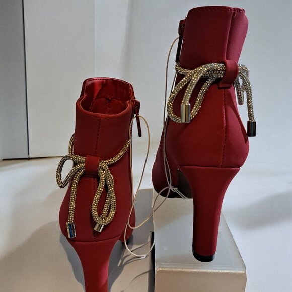 IMPO Tory Crystal Bow Ankle Bootie Red 5 ½ M NWOT. - Picture 8 of 12
